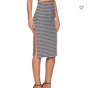 Lovers and Friends Iggy Midi Skirt in Black Stripe